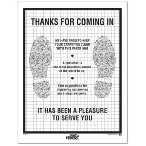 Floor Mat - Clay-Coated 1 Color - Black, "Foot Print", Box of 500