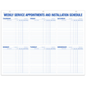 Weekly Service Appt & Inst Schedule - 9927 - 22" x 17" 52 Per Pad