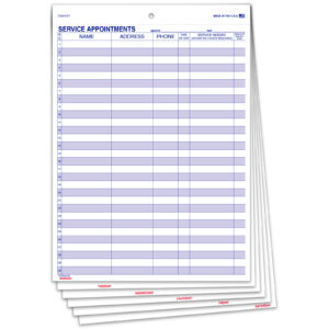 Sevice Appointment Form - 63-SA - 6 Part Snap Out, 50 Per Pack