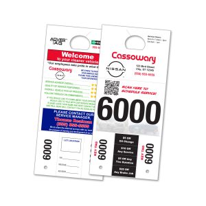 Custom Shiny AdVer-Tag with Coupon 5.5x12 (w/Oval Hole) - Qty. 1 Each