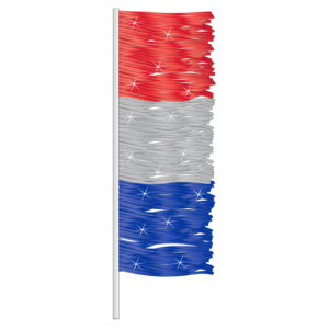 Antenna Flag - Metallic Fringe - Red, Silver & Blue -  Qty. 12