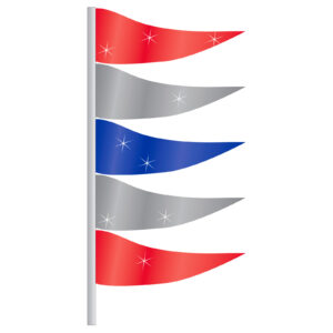 Antenna Flag - Metallic Triangular Flags- Red, Silver & Blue -  Qty. 12