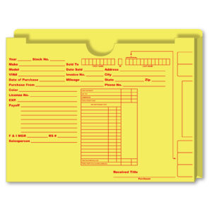 Custom Exp. - Vehicle Deal Jackets, 1" Gusset - YELLOW - Qty. 1 Each