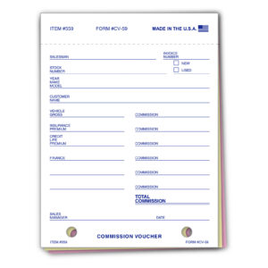 Commission Voucher - CV-59 - 3 Part NCR Qty. 100
