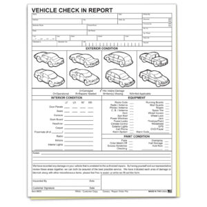 Vehicle Check In Report - 2 part - Qty. 100