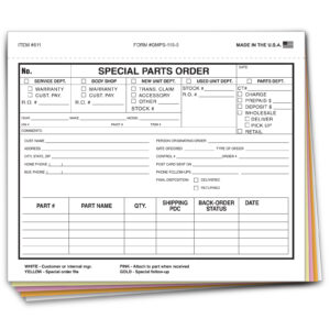 Special Parts Order Form - SPO-GMPS-115-5 - Qty. 100
