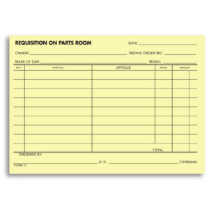 Parts Requisition Form - #27 - Qty. 100