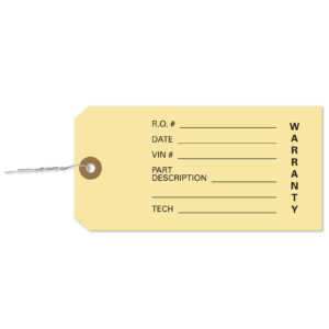 Warranty Parts Tag - Qty. 1000