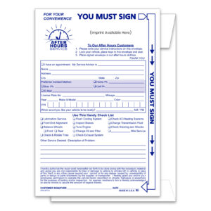 Standard Afer Hours Envelope - NDE-STD - IMPRINTED - Qty. 1 each