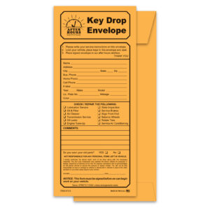 Key Drop Envelopes, Key Drop Kraft With Checklist
