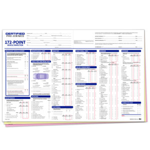Cert. Pre-owned 172 Pt.Multi-Point Vehicle Insp. Report - 3 Part - Qty. 100