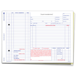 Repair Order - RO-546H - 3 Part - Imprinted - Qty. 1 each
