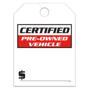 Hang Tag - Certified Pre Owned Vehicle - 8.5" x 11.5" - Qty. 50