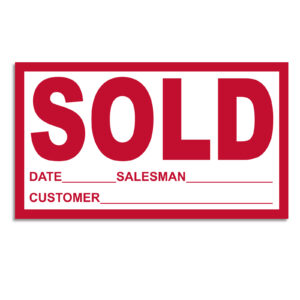 Sold Sticker - 4" X 7" - Qty. 100