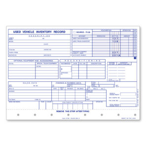 Used Vehicle Record - DUAS-305-2 - 2 Part - Qty. 100
