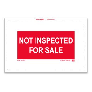 Not Inspected for Sale Sticker - 8" x 5-1/4" - Qty. 100