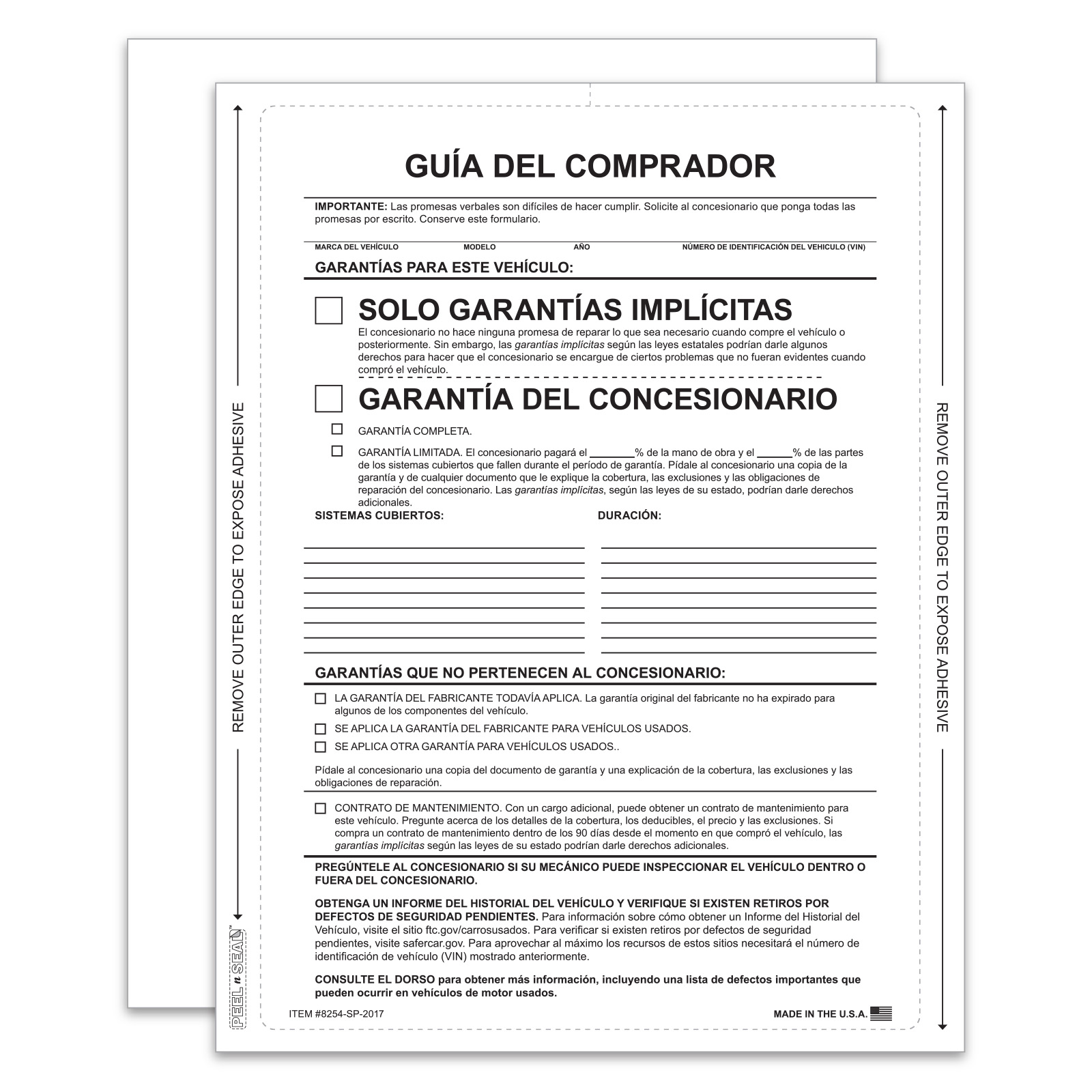 8254-SP-2017_Peel-n-Seal_Buyers-Guide_Spanish_Implied-Warranty-2_P-WEB