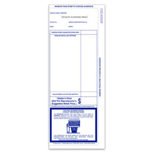 Custom Addendum Sticker - ADD-1 - BLUE- Perm. Adhesive - Qty. 1 each