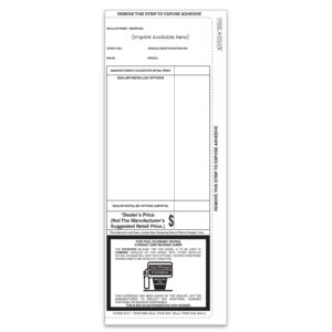 Custom Addendum Sticker - ADD-1 - BLACK - Perm. Adhesive - Qty. 1 each