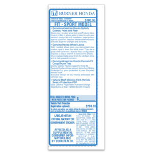 4.25" x 11" Laser Window Sticker, CUSTOM, P/A 1 Part- 3 sides -Qty. 1