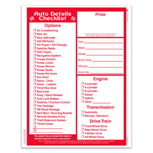 8.5" x 11" Laser Window Sticker, Red Text, Perm. Adh., 1 Part - Qty 250