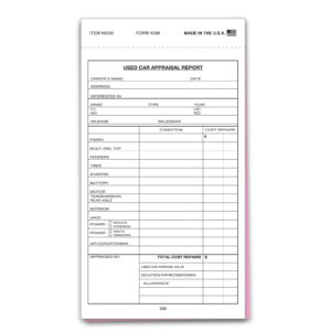 Used Vehicle Appraisal Book - #299 - 2 Part - Qty. 25 per book