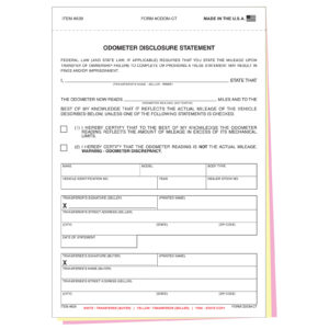 Odometer Disclosure Statement - ODOM-CT - 3 Part - Qty. 100
