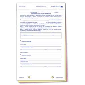 Odometer Disclosure Statement - ODOM-103-N - 3 Part - No Screen - Qty. 100