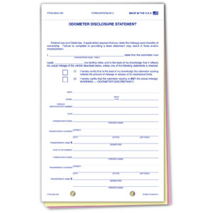 Odometer Disclosure Statement - ODOM-65-3 - 3 Part - No Screen - Qty. 100