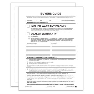 Exterior Buyers Guide - Implied Warranty - P/A - Qty. 100