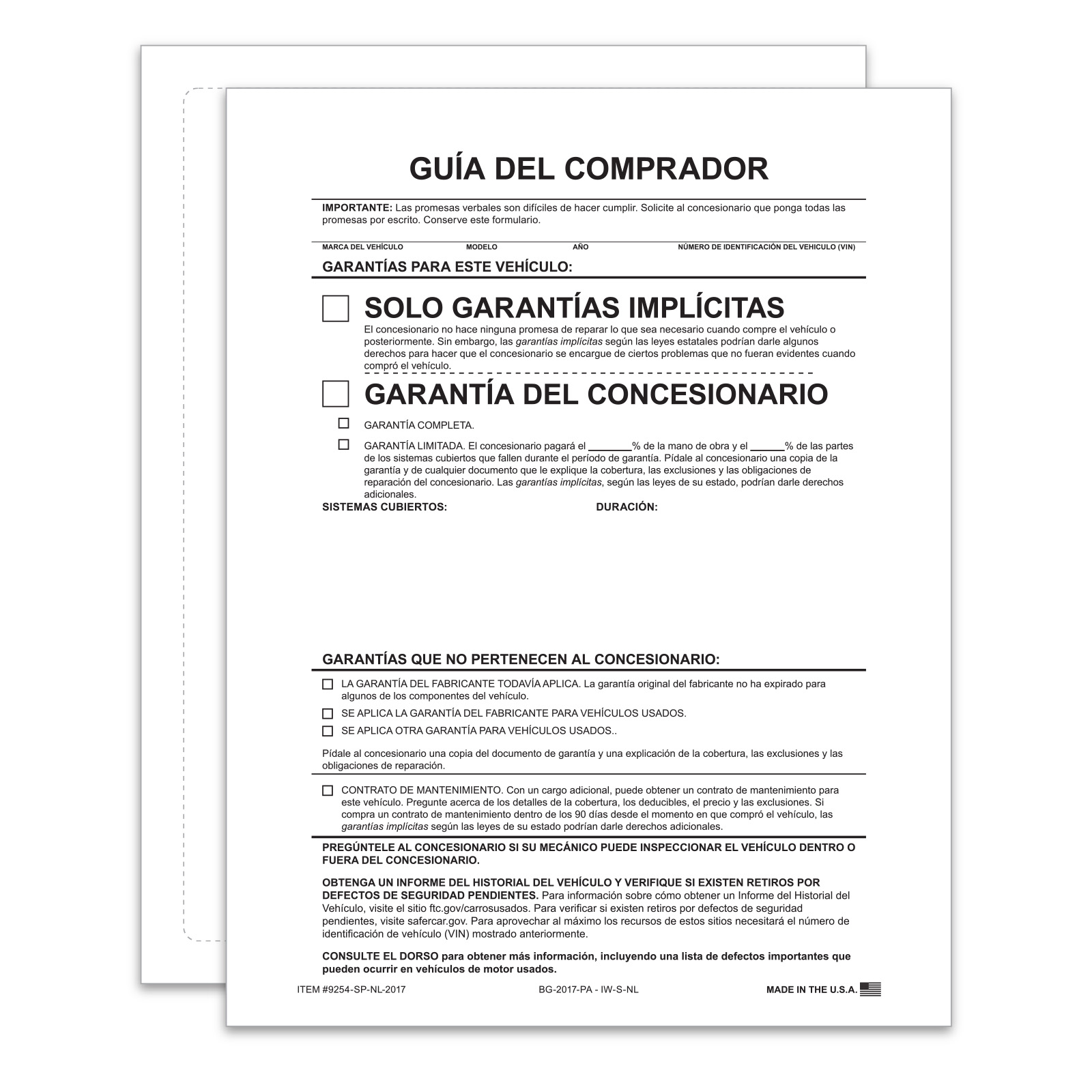 9254-SP-NL-2017_1-Part-Exterior-Buyers-Guide_Spanish_Implied-Warranty-No-Lines_P-WEB